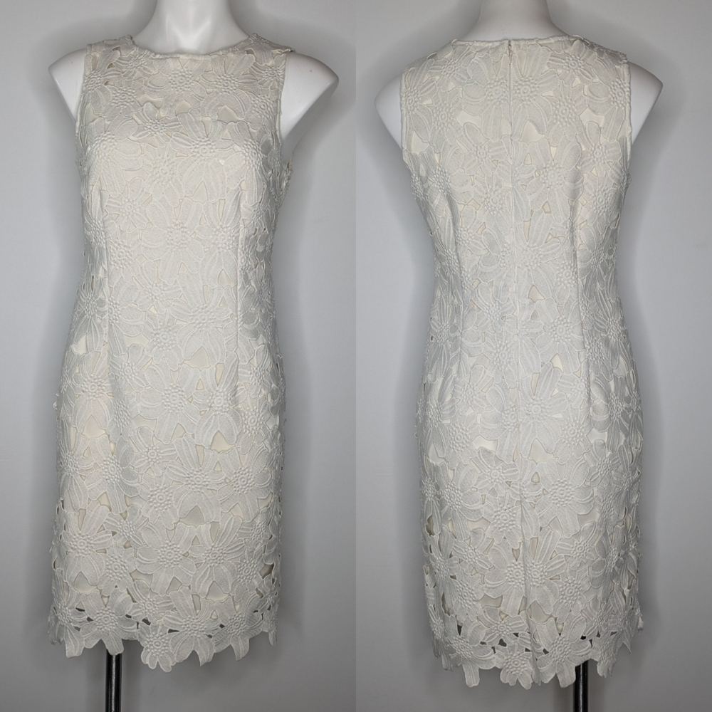 Ann Taylor Factory white floral sheath dress 4